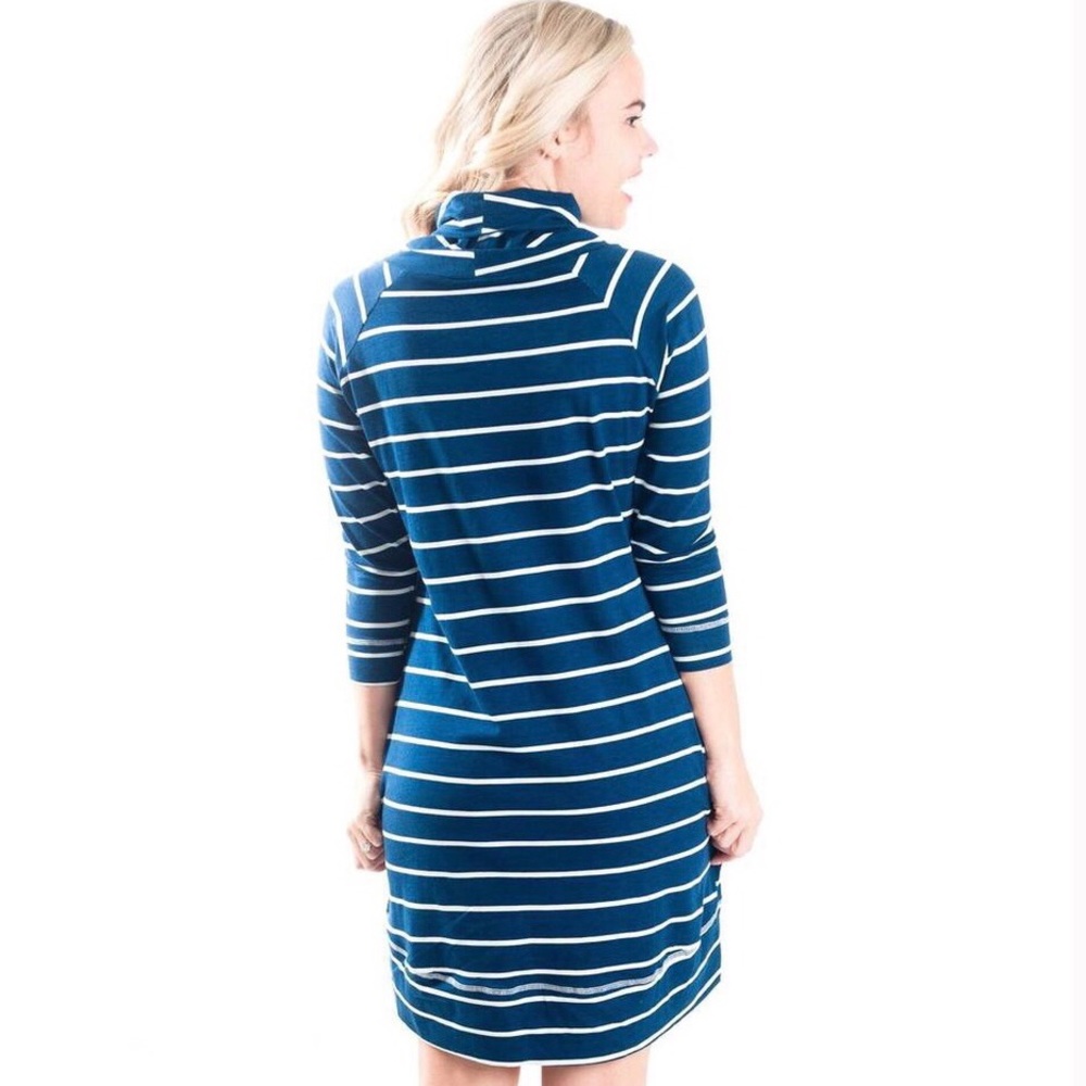 Cowl Neck Striped Jersey Dress - Picture 2 of 2